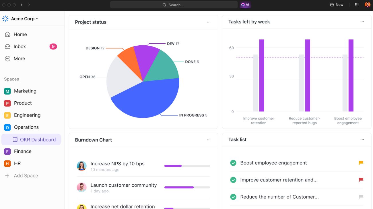 ClickUp Dashboard