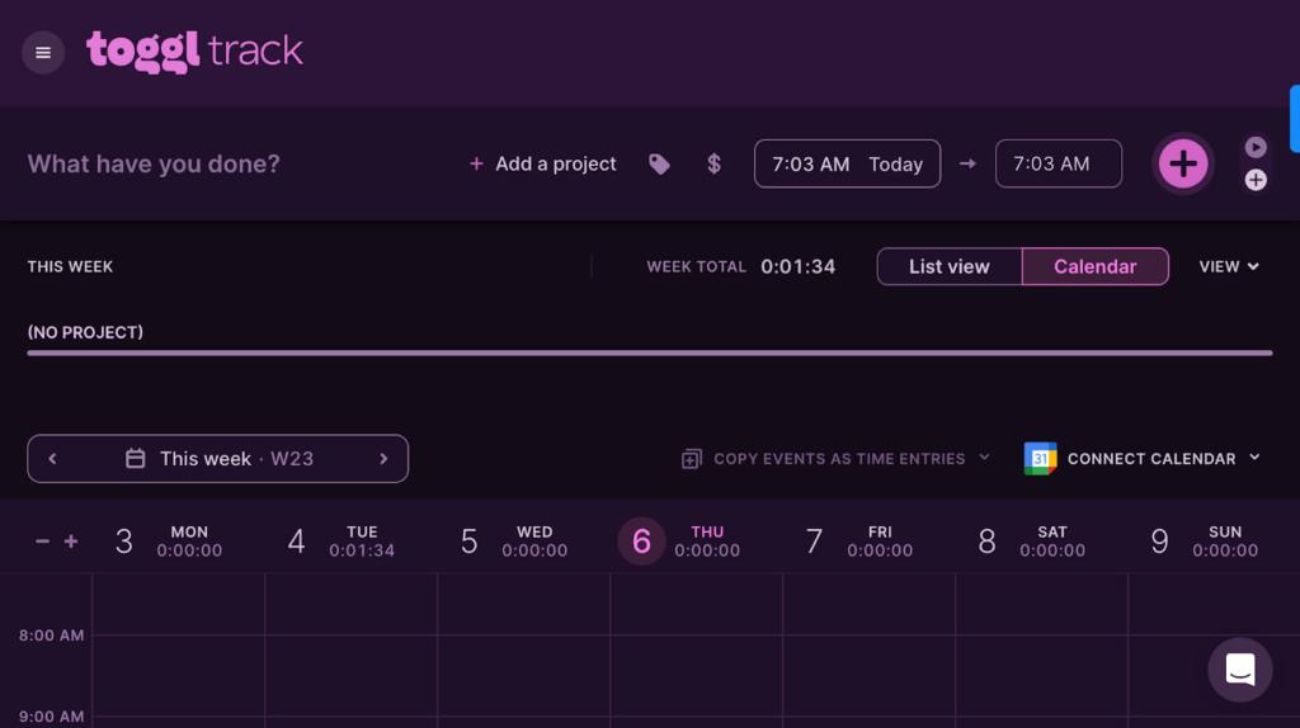 Toggl Track Dashboard